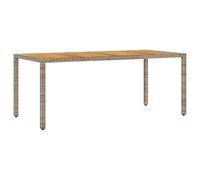 Yisssmeng Table de jardin 190 x 90 cm avec plateau en bois d'acacia, table de terrasse rectangulaire en polyrotin, table à manger moderne pour jardin et terrasse, cadre en acier revêtu par