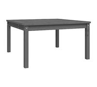 Yisssmeng Table de jardin grise 82,5 x 82,5 x 45 cm - Table d'appoint carrée en pin massif - Table de salon stable pour jardin, terrasse et balcon