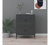 Yisssmeng Tall Steel Cabinet de rangement anthracite 80 x 35 x 101,5 cm avec 2 étagères réglables et protection anti-glissement, loquet en métal robuste pour salon, bureau, garage