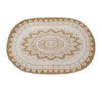 Yisssmeng Tapis ovale en jute floral moderne 100 x 152 cm en matériau naturel avec base antidérapante pour salon, chambre à coucher, couloir