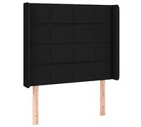 Yisssmeng Tête de lit classique avec oreilles - Noir - 93 x 16 x 118/128 cm - Tête de lit classique réglable en hauteur pour lit simple - Partie arrière rembourrée avec pieds en bois de mélèze