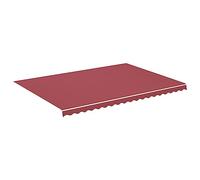 Yisssmeng Toile d'auvent 5 x 3,5 m pour auvent à bras articulés, tissu de rechange en polyester bordeaux avec volant, housse de rechange pour terrasse et jardin
