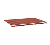 Yisssmeng Toile d'auvent 6 x 3,5 m - Tissu de rechange pour store à bras articulés - Tissu d'auvent en polyester pour terrasse et jardin - Rayé avec volant, orange et marron