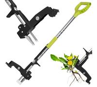 YISSVIC Desherbeur Manuel 108cm en Acier Inoxydable à 4 Griffes avec Pédale Arrache-Racines Télescopique Arrache Pissenlit Poignée Antidérapante Réglable en Forme de D pour Outils Jardinage