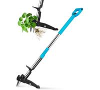 YISSVIC Désherbeur Manuel Arrache Mauvaise Herbe avec Pédale 4 Griffes Acier Inoxydable Long Manche Outil de Désherbage Solide pour Jardin Bleu