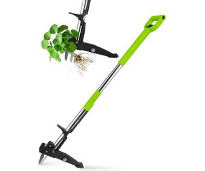 YISSVIC Désherbeur Manuel Arrache Mauvaise Herbe avec Pédale 4 Griffes Acier Inoxydable Long Manche Outil de Désherbage Solide pour Jardin Vert