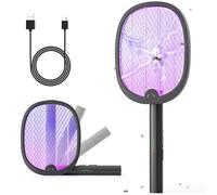 YISSVIC Raquette Electrique Insectes Raquette Anti Moustiques Pliable 4000V 1800mAh Tapette Électrique Puissante Rechargeable avec Câble Chargement USB-C Contre Moustiques Mouches Mites, Noir
