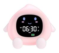 YISSVIC Réveil Enfant Educatif Jour/Nuit 2 Alarme Luminosité de l'Ecran Réglable 12/24 Heure Snooze Réveil Lumineux 7 Couleurs 30s Arrêt Automatiquement 10 Chansons Bruit Blanc