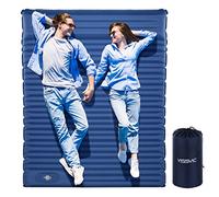 Yissvic Tapis de Couchage 2 Personnes Auto-gonflant avec Pompe à Pied pour Camping, randonnée, extérieur, Bleu Turquoise