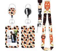 Yistoi Badge Tour de Couavec Lanières Rétractables, Cordon Enrouleur Infirmière, Swivel Lobster Clasp (Le Kaki et Le Chat)