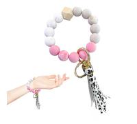 Yistoi Porte Clef Femme, Porte Clé Voiture, Bracelet Porte Clés en Silicone, Porte-Clés Avec Perles en Silicone pour Femme, Cadeaux À La Mode pour Les Mamans, Les Petites Amies