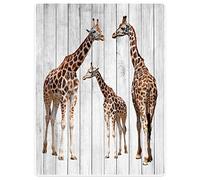 YISUMEI Couverture 125 x 150 cm Doudou en Flanelle Douce Polaire Douce jeté de lit Girafe Grain de Bois