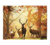 YISUMEI Couverture 150 x 200 cm, douillet, en flanelle douce, en flanelle douce, jeté de lit, motif cerf en automne