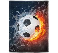 YISUMEI Couverture 150 x 200 cm - En flanelle douce - Couverture polaire douce - Série sport - Soccer - Football - Feu