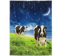 YISUMEI Couverture 150 x 200 cm - Flanelle douce - Couverture polaire - Motif vache, lune et herbe