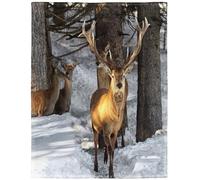 YISUMEI Couverture 150 x 200 cm, moelleuse, en flanelle douce, motif forêt, élan