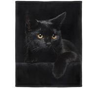 YISUMEI Couverture 80 x 120 cm - En flanelle douce - Polaire douce - Jeté de lit - Motif chat noir