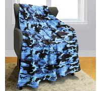 YISUMEI Couverture de Camouflage Militaire Bleue de l'Armée 150 x 200 cm - Couvertures et Jetés Doux en Polaire - Couverture de Camping Chaude et Confortable avec Motif Camouflage - Cadeaux pour