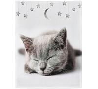 Yisumei Couverture douce en flanelle Motif chaton, Polyester, Blanc., 150x200 cm