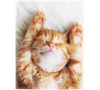 Yisumei Couverture douce en flanelle Motif chaton, Polyester, Blanc., 150x200 cm