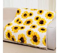 YISUMEI Couverture en flanelle de tournesol pour canapé, canapé-lit, décor, 150 x 200 cm, couverture douce et chaude en tournesol, cadeaux pour femmes et filles, blanc