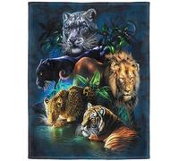 YISUMEI Couverture en flanelle douce - Motif tigre et lion - 150 x 200 cm