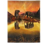YISUMEI Couverture en polaire douce et moelleuse, impression numérique, reflets éléphants jaunes, 150 x 200 cm