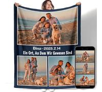 YISUMEI Couverture personnalisée avec photo et texte - Couverture douillette en flanelle de qualité supérieure - Personnalisable avec vos propres photos - Couverture souvenir de voyage - Cadeau