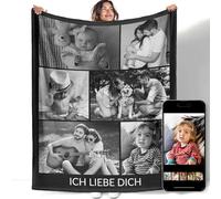 YISUMEI Couverture personnalisée avec photo et texte - En flanelle de qualité supérieure - Personnalisable - Photo de famille - Cadeau personnalisé pour la famille et les amis