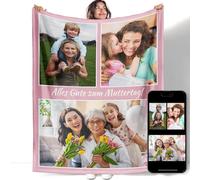 YISUMEI Couverture personnalisée avec photo et texte, plaid en flanelle de qualité supérieure pour la fête des mères, photo et texte, personnalisable, cadeau doux avec propre impression photo