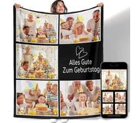 YISUMEI Couverture photo personnalisée en flanelle de qualité supérieure avec texte et photos personnalisables - Cadeau d'anniversaire pour la famille et les amis - 5 photos