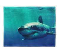 YISUMEI - Couverture polaire douce - Grand requin blanc, 150 x 200 cm, convient pour canapé ou lit