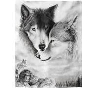 Yisumei Couverture polaire douce Loup noir et blanc pour lit ou canapé, Coton mélangé, Couleur 1, 80 x 120 cm