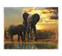 YISUMEI - Couverture polaire douce - Mère éléphant enfant 150 x 200 cm plaid convient pour canapé ou lit
