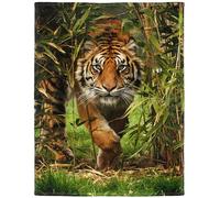 YISUMEI - Couverture polaire douce - Tigre féroce, 150 x 200 cm, jeté de lit ou canapé