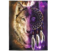 YISUMEI Couverture polaire motif loup attrape-rêves (150 x 200 cm)