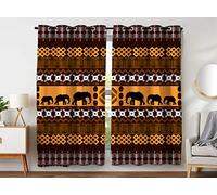 YISUMEI - Lot de 2 rideaux occultants à isolation thermique avec œillets pour chambre à coucher et salon - Éléphant africain - 140 x 245 cm (l x P)