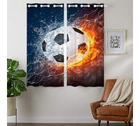 YISUMEI - Lot de 2 rideaux occultants à isolation thermique avec œillets pour chambre à coucher et salon - Flamme de football - 110 x 160 cm (l x P)