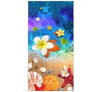 YISUMEI Serviette de plage en microfibre à séchage rapide, motif fleurs, coquillages et étoiles de mer, extra large 180 x 90 cm, voyage, natation, camping, sport
