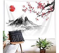 YISUMEI Tapisserie japonaise Fuji pour chambre à coucher - Tapisserie murale esthétique - Soleil rouge - Décoration murale - 150 x 200 cm