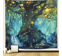 YISUMEI Tapisserie psychédélique pour chambre à coucher, motif forêt tropicale, motif arbre naturel, tapisserie murale à suspendre pour décoration de chambre (M/130 x 150 cm)