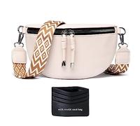 YISUOHOOM Sac Banane Beige Sac bandoulière Petit Sac a Main Pochette Téléphone Portable avec Fente pour Carte de crédit et bandoulière de 3.8cm de Large