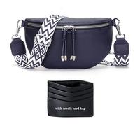 YISUOHOOM Sac Banane Femme Bleu Bandoulière Femme Petit Sac à Main avec Pochette Téléphone Portable Fente Carte Crédit Bandoulière 3.8cm