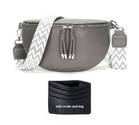 YISUOHOOM Sac Banane Femme Gris foncé Bandoulière Pochette Téléphone Portable avec Fente pour Carte de Crédit et Bandoulière de 3.8cm de Large