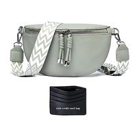 YISUOHOOM Sac Banane Femme Gris Vert Petit Sac a Main bandoulieres Pochette Telephone Portable avec Fente pour Carte de crédit et bandoulière de 3.8cm de Large