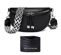 YISUOHOOM Sac Banane Noir Sac bandoulière Femme Petit Sac à Main Pochette Téléphone Portable avec Fente pour Carte de Crédit et Bandoulière de 3.8cm de Large