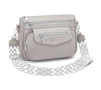 YISUOHOOM Sac Bandouliere Femme Multipoches Sac a Main Femme Bandoulière Gris Avec 5 poches zippées et 7 compartiments