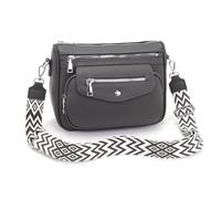 YISUOHOOM Sac Bandouliere Femme Multipoches Sac a Main Femme Bandoulière Gris Foncé Avec 5 poches zippées et 7 compartiments