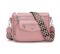 YISUOHOOM Sac Bandouliere Femme Multipoches Sac a Main Femme Bandoulière Rose Clair avec 5 Poches zippées et 7 Compartiments