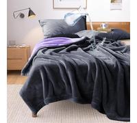 YISURE Plaid Imperméable 230x200cm pour Couples, Couverture d'amour imperméable Grise et Violette pour Adultes, Protège-Matelas réversible pour Meubles ou Couvre lit